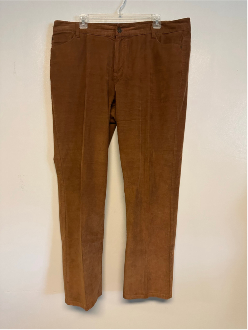 CJ Banks Brown Corduroy Trousers Size 16W Straight Leg High-Rise